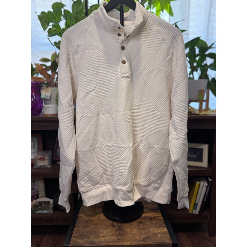 Men's Goodfellow & Co Ivory Quilted Sweatshirt M - Picture 2 of 8